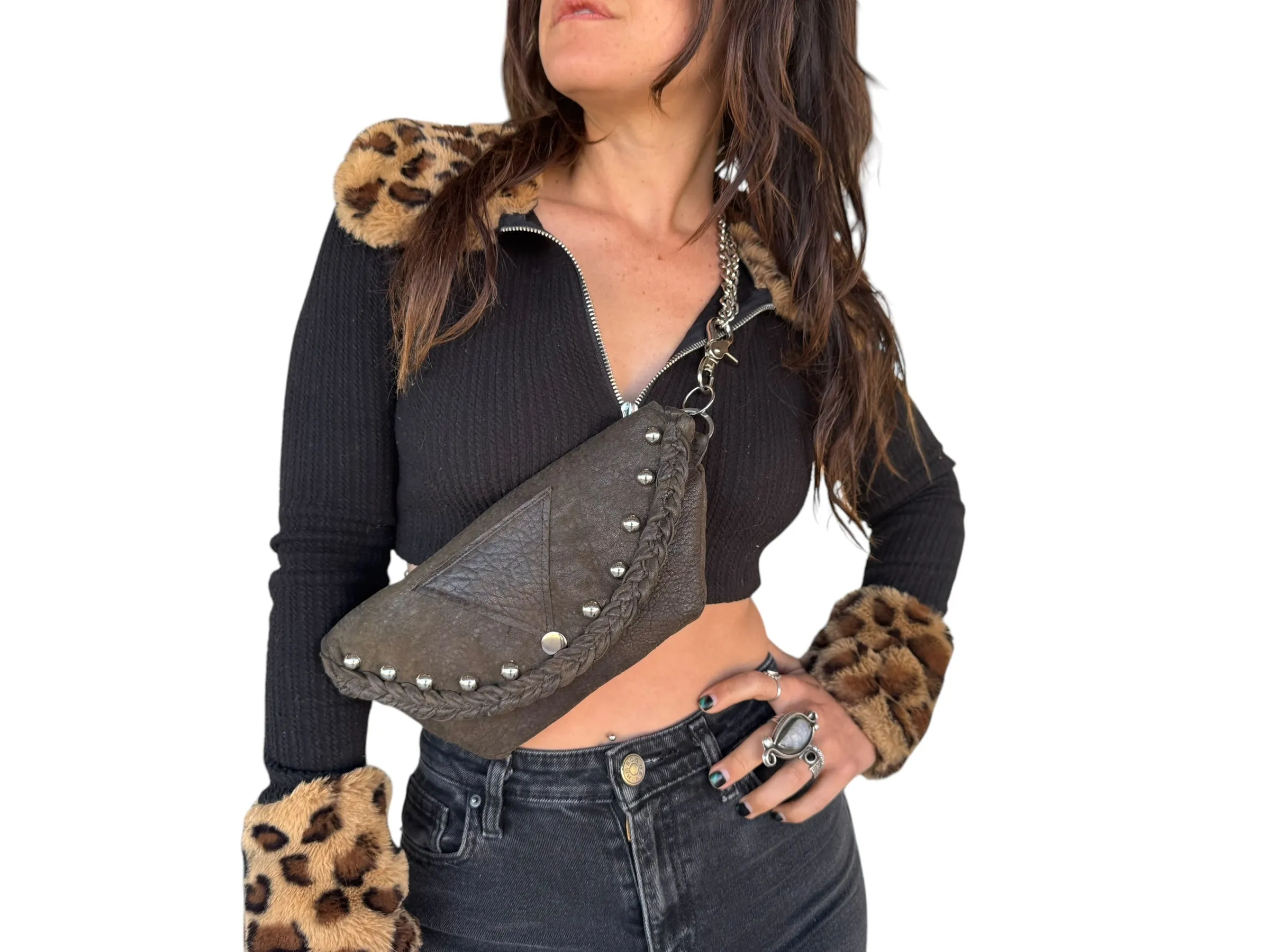 Studded Chain Belt Bag