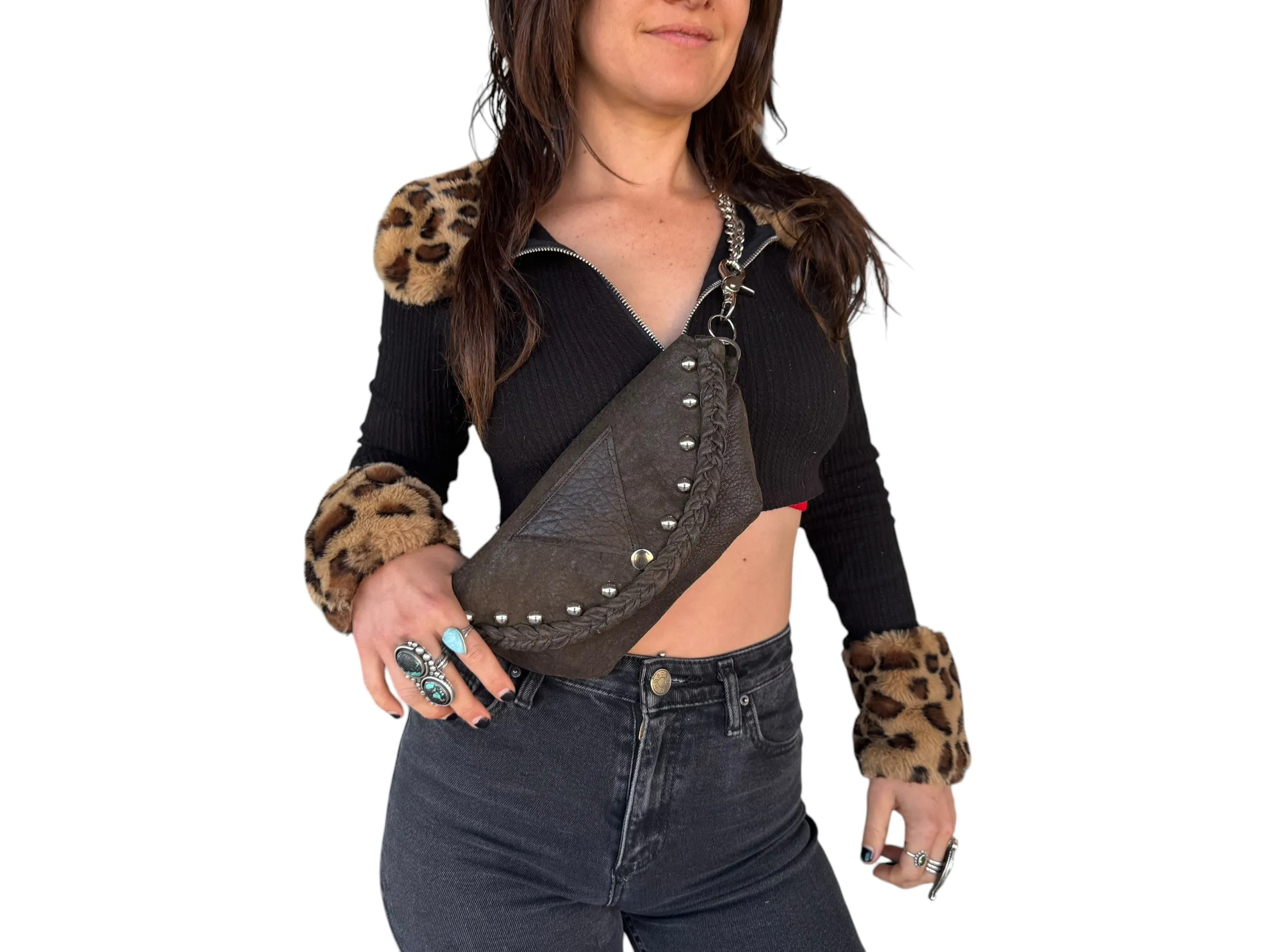 Studded Chain Belt Bag