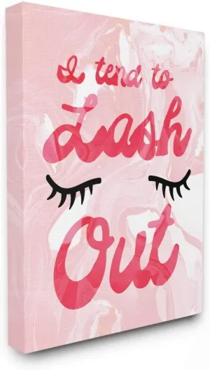 Stupell Industries I Tend to Lash Out Bright Typography with Eyelashes on Pink Marble Canvas Wall Art, 24 x 30, Multi-Color