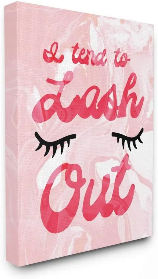 Stupell Industries I Tend to Lash Out Bright Typography with Eyelashes on Pink Marble Canvas Wall Art, 24 x 30, Multi-Color