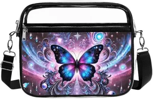 Stylish Butterfly Clear Crossbody Bag - PVC Butterflies Transparent Messenger Bag for Work, Travel and Daily Use