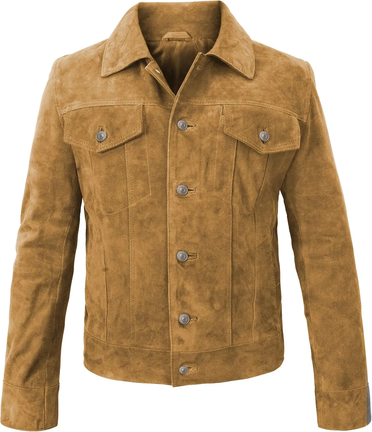 Suede Leather Trucker Jacket Men - Mens Western Style Cowboy Suede Leather Coat - Vintage Motorcycle Jacket