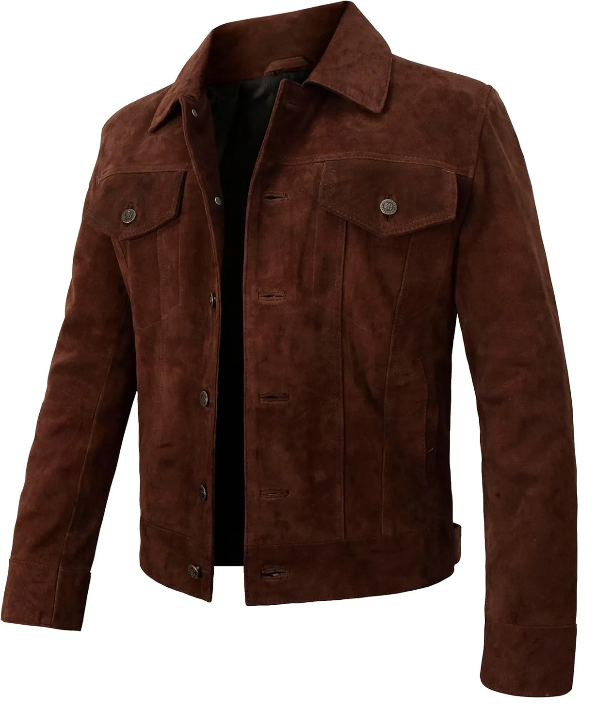 Suede Leather Trucker Jacket Men - Mens Western Style Cowboy Suede Leather Coat - Vintage Motorcycle Jacket