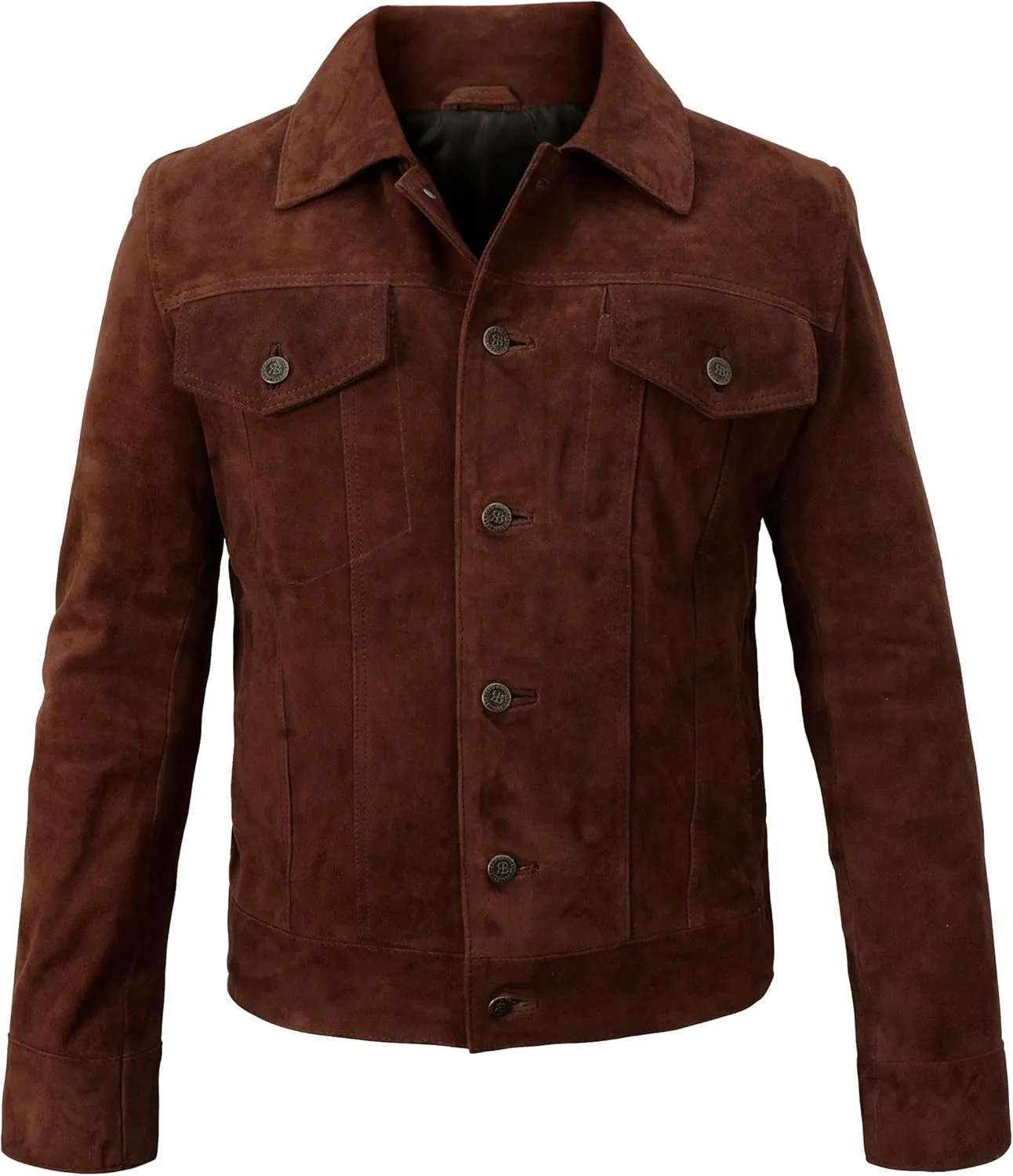 Suede Leather Trucker Jacket Men - Mens Western Style Cowboy Suede Leather Coat - Vintage Motorcycle Jacket