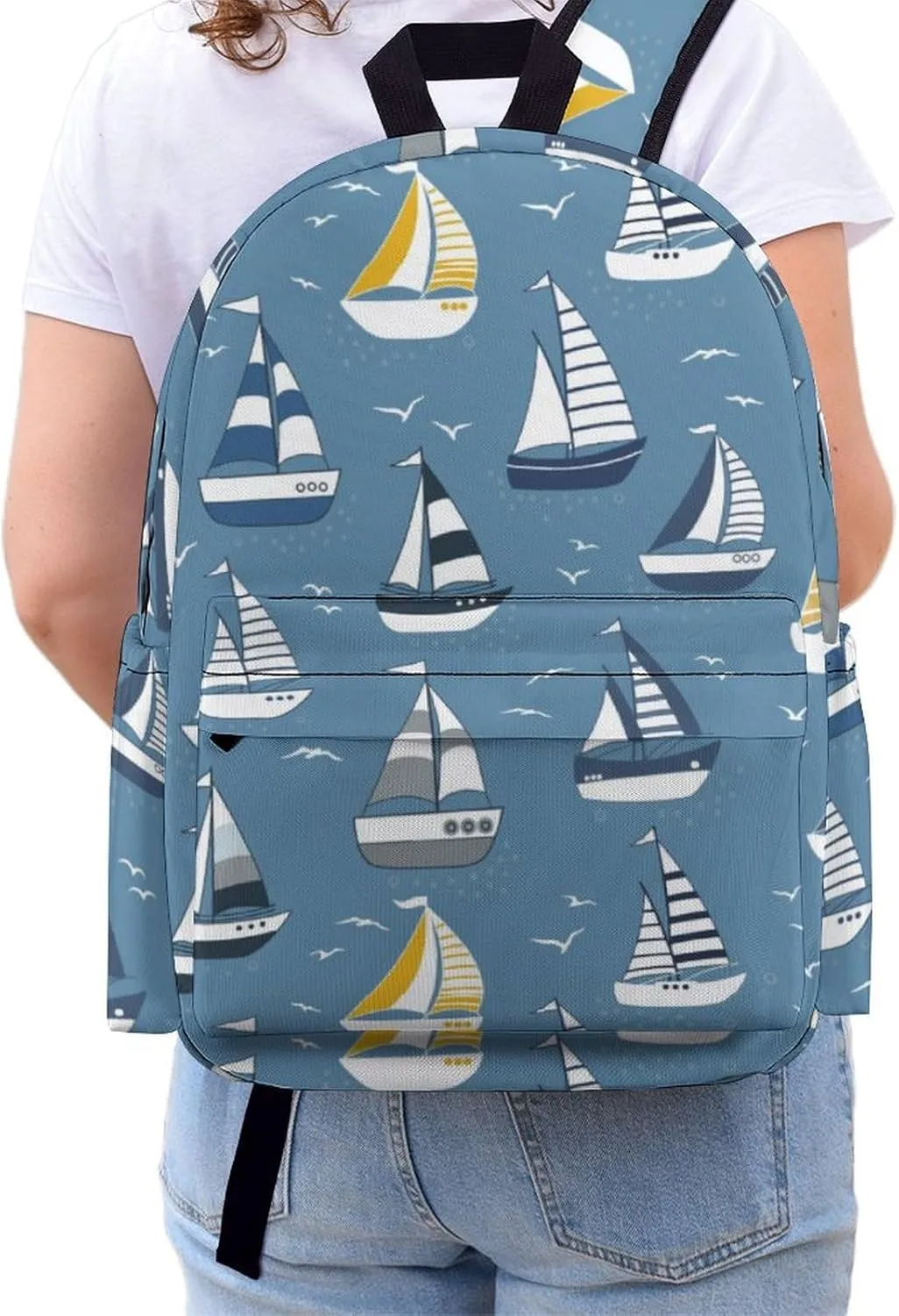 Summer Boats Marine Casual Travel Backpack Lightweight with Multi Compartment Laptop Bagpack for Women Men Hiking Business Work