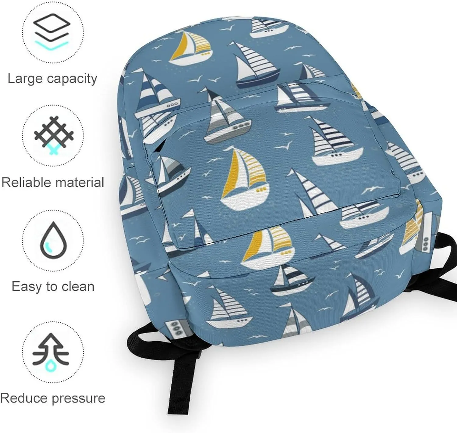 Summer Boats Marine Casual Travel Backpack Lightweight with Multi Compartment Laptop Bagpack for Women Men Hiking Business Work