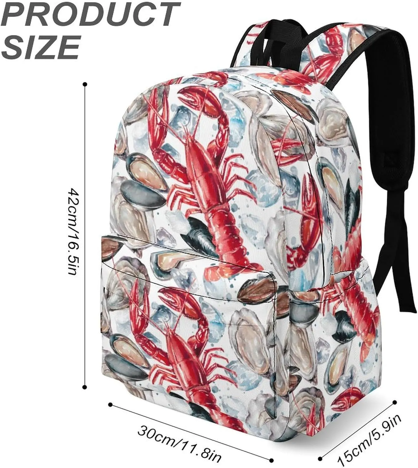 Summer Watercolor Seafood Casual Travel Backpack Lightweight with Multi Compartment Laptop Bagpack for Women Men Hiking Business Work