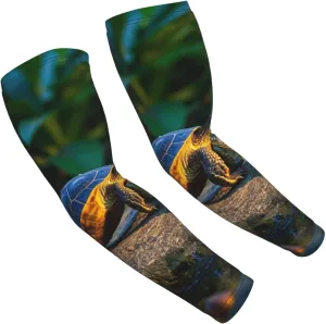 Sun Compression Arm Sleeve for Women Men, Twilight Turtles Print UV Protection Breathable Sleeves for Work Sports Outdoor