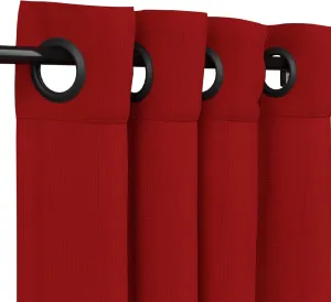 Sunbrella Canvas Jockey Red Outdoor Curtain with Dark Gunmetal Grommets 50 in. Wide x 96 in. Long