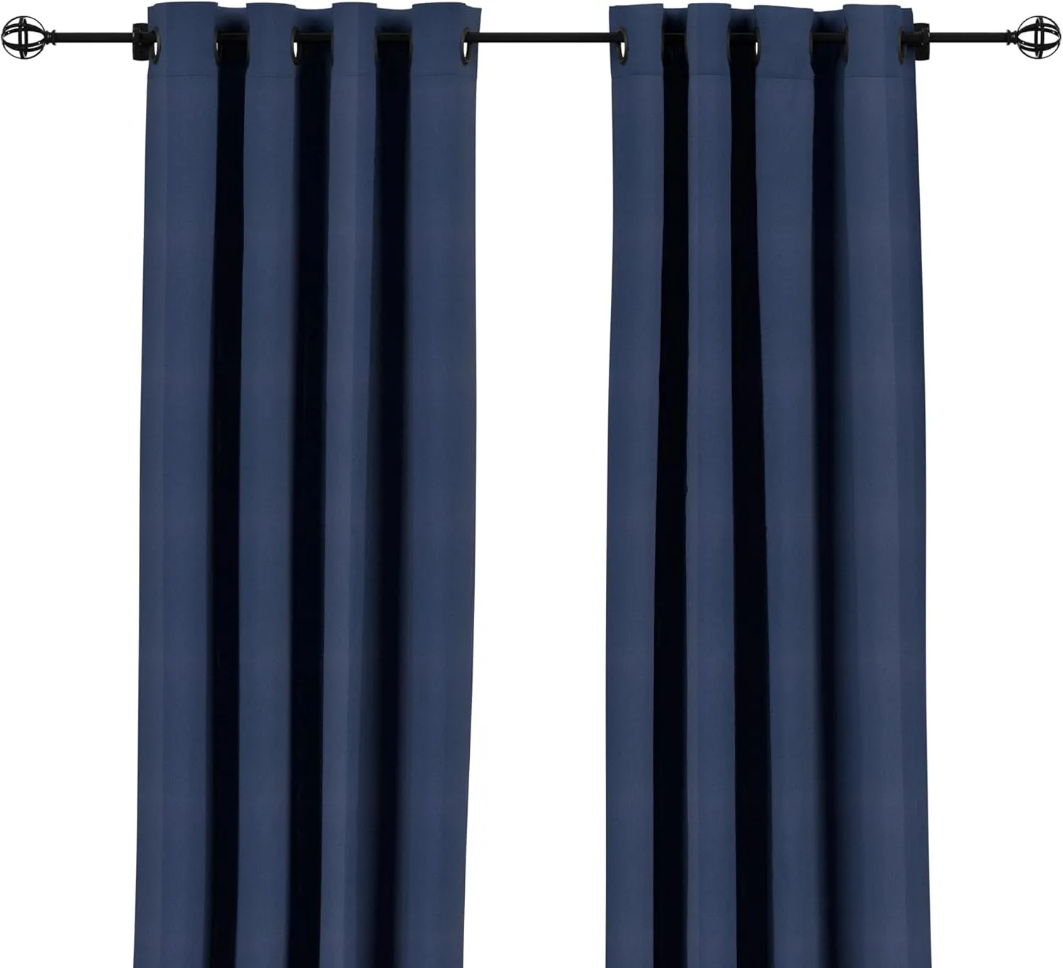 Sunbrella Canvas Navy Outdoor Curtain with Dark Gunmetal Grommets 50 in. Wide x 120 in. Long