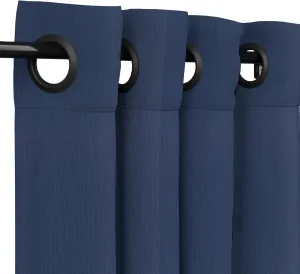 Sunbrella Canvas Navy Outdoor Curtain with Dark Gunmetal Grommets 50 in. Wide x 120 in. Long