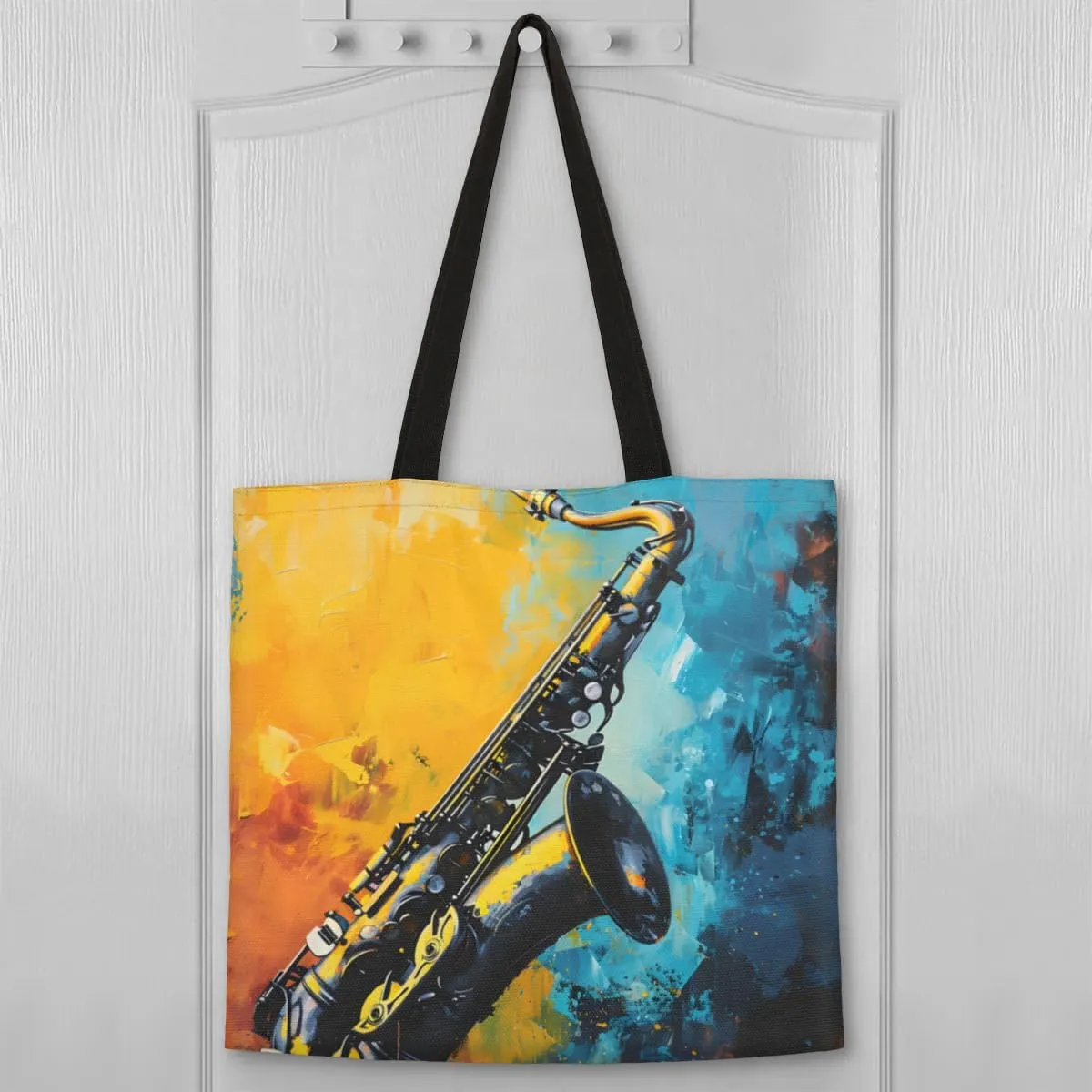 Sunflower Music Symbols Canvas Tote Bag for Women Men Stylish Tote Handbag Shoulder Bag Reusable Grocery Bag
