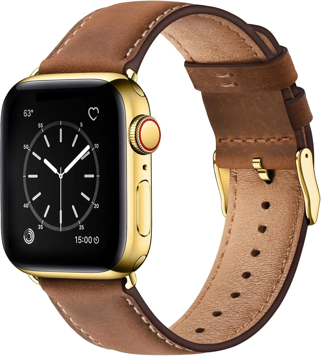 SUNFWR Leather Bands Compatible with Apple Watch Band 42mm(Series 3 2 1) 44mm 45mm 46mm 49mm for Men Women, Top Grain Genuine Leather Replacement Strap for iWatch Ultra 2, Ultra, SE2, SE, Series 10 9 8 7 6 5 4 3 2 1