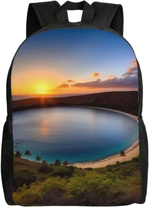 Sunrise Over Hanauma Bay Oahu Hawaii Travel Laptop Backpack Waterproof Lightweight Cute Backpack For Women Men Casual Daypack