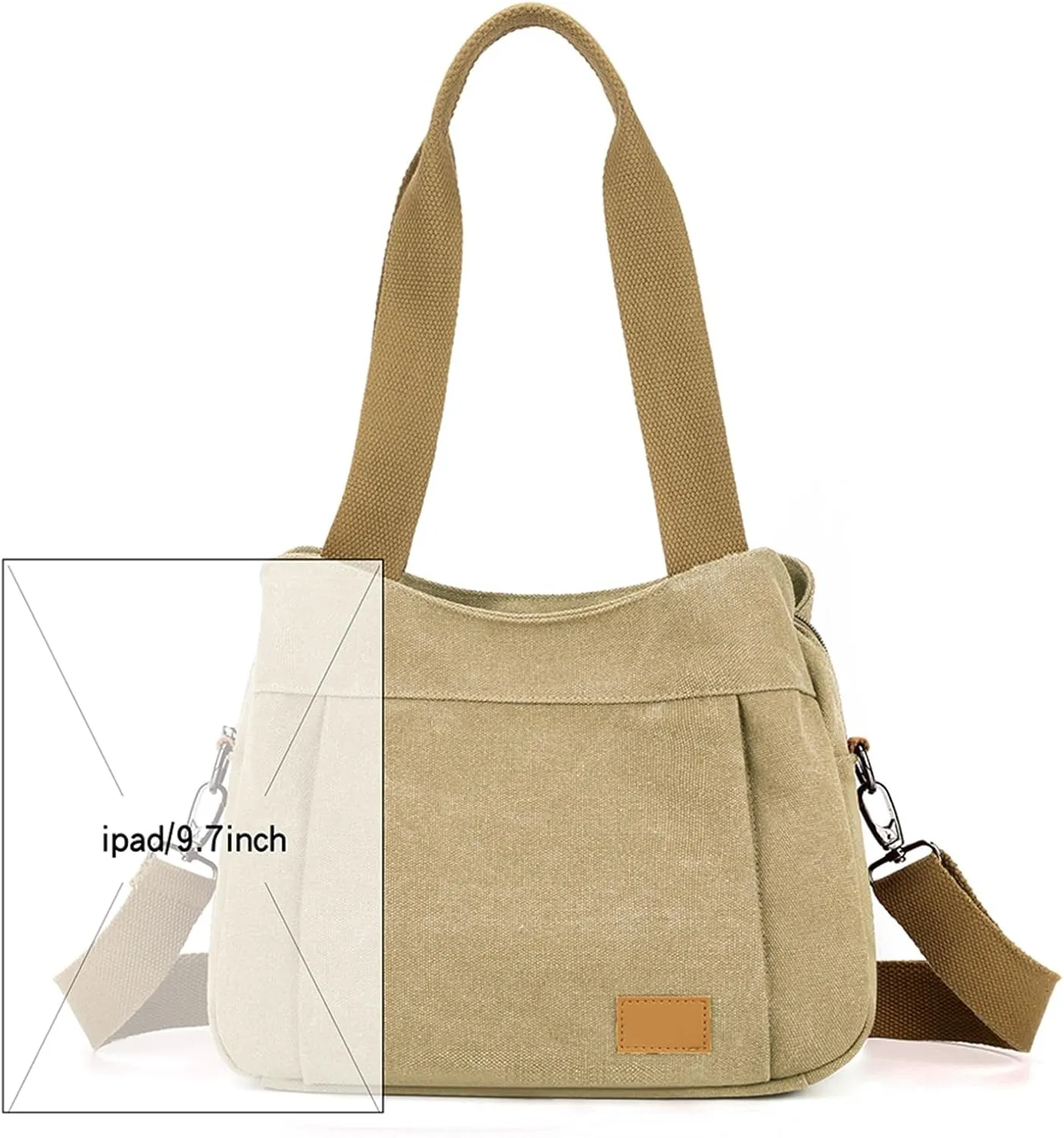 Sunshinejing Women's Canvas Purse Small Shoulder Tote Work Crossbody Bag Multi-pocket Handbag