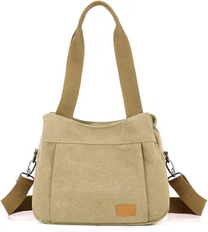 Sunshinejing Women's Canvas Purse Small Shoulder Tote Work Crossbody Bag Multi-pocket Handbag