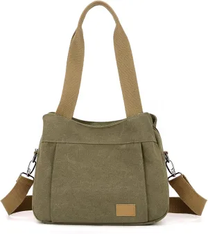 Sunshinejing Women's Canvas Purse Small Shoulder Tote Work Crossbody Bag Multi-pocket Handbag