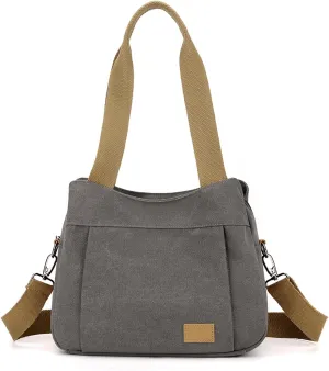 Sunshinejing Women's Canvas Purse Small Shoulder Tote Work Crossbody Bag Multi-pocket Handbag