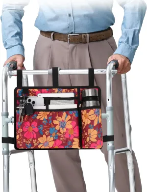 supregear Accessories Bag for Walker, Wheelchair, Rollator - Walker Basket Bag w/Cup Holder - Seniors Caddy Attachment Pouch for Walkers, Water Resistant Large Capacity Carry Storage Carrier Tote