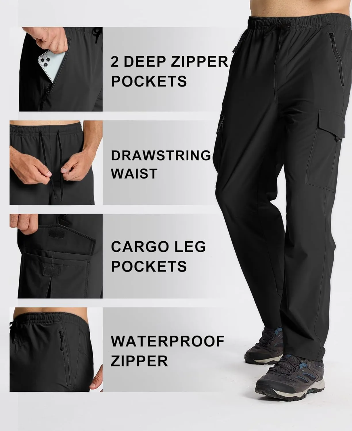 Susclude Waterproof Hiking Pants Men Lightweight Quick Dry Men's Hiking Pants