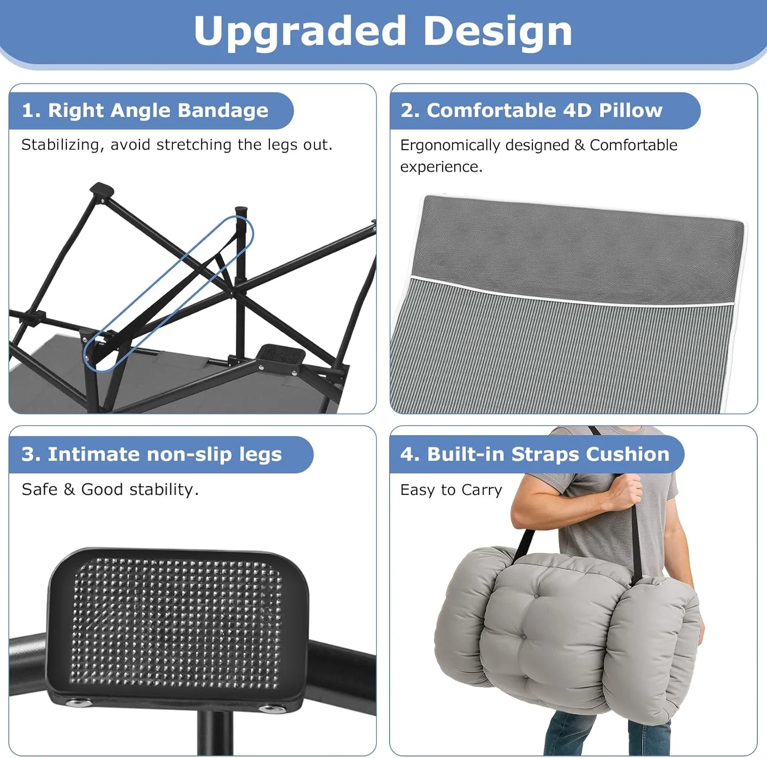 Suteck Camping Cot, 32In XXL Folding Camping Cot Heavy Duty Sleeping Bed for Adults 1200D Double Layer Oxford Cots for Camping W/Pilllow Cushion Carry Bag for Camping Office Travel