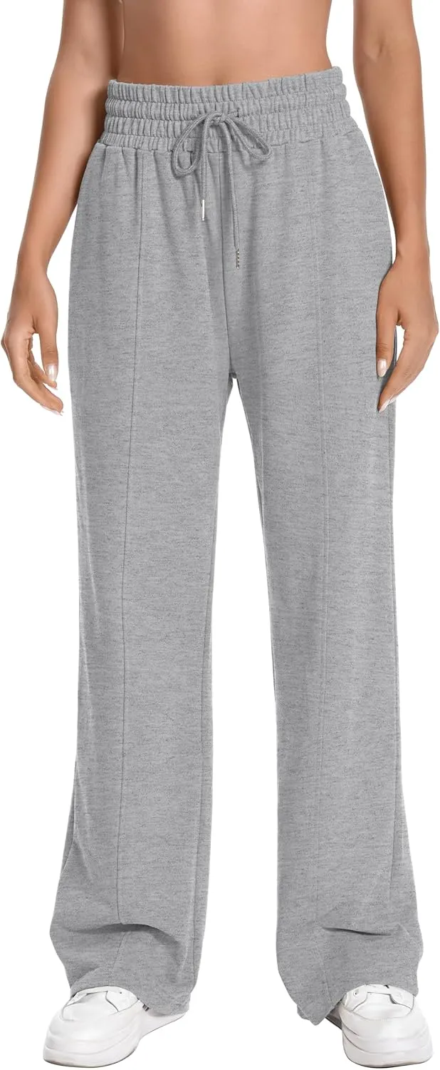 Sweatpants Women High Waist Straight Leg Womens Sweat Pants Pockets Drawstring Cotton Casual Pants