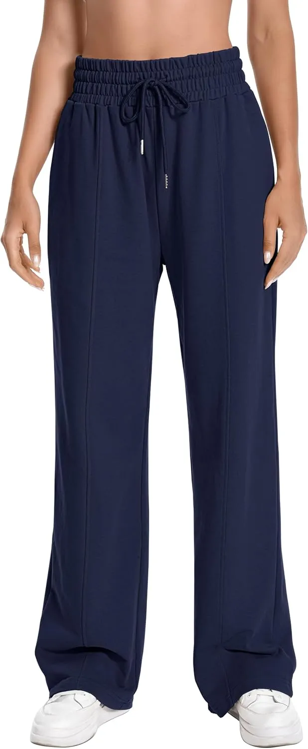 Sweatpants Women High Waist Straight Leg Womens Sweat Pants Pockets Drawstring Cotton Casual Pants