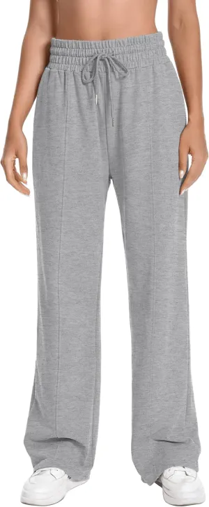 Sweatpants Women High Waist Straight Leg Womens Sweat Pants Pockets Drawstring Cotton Casual Pants