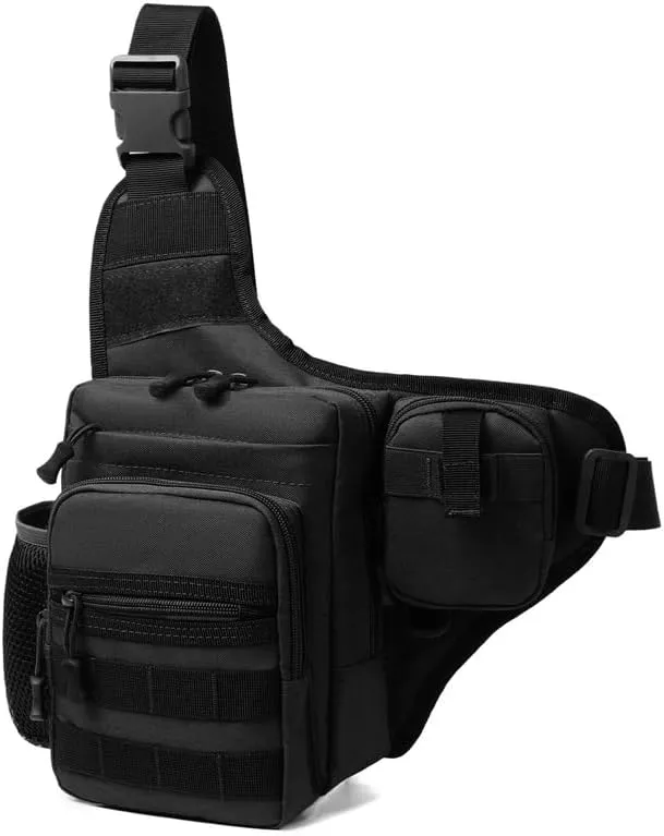 Tactical Backpack Multifunctional Large Capacity Sling Shoulder Crossbody Bag for Outdoor Every Day Carry (Black)