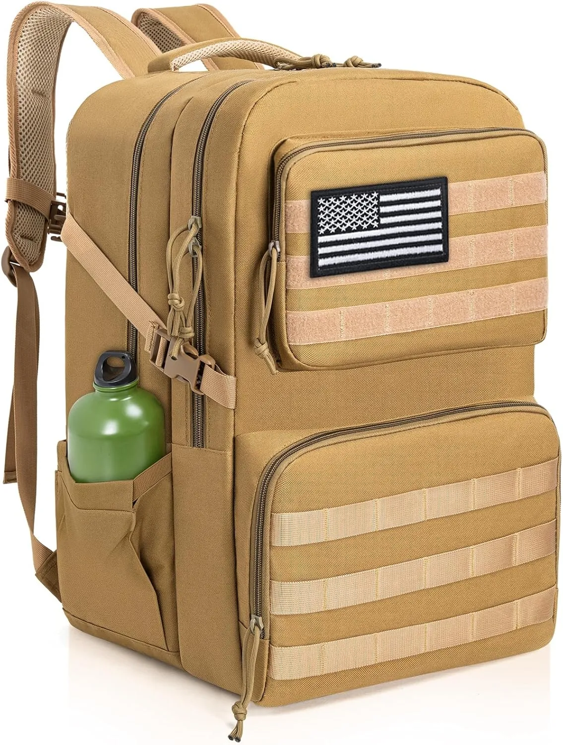 Tactical Backpack Water-resistant Military MOLLE Assault Backpack Bag for Hunting Camping Travel,13" Lx 12" W x 20" H Kahki