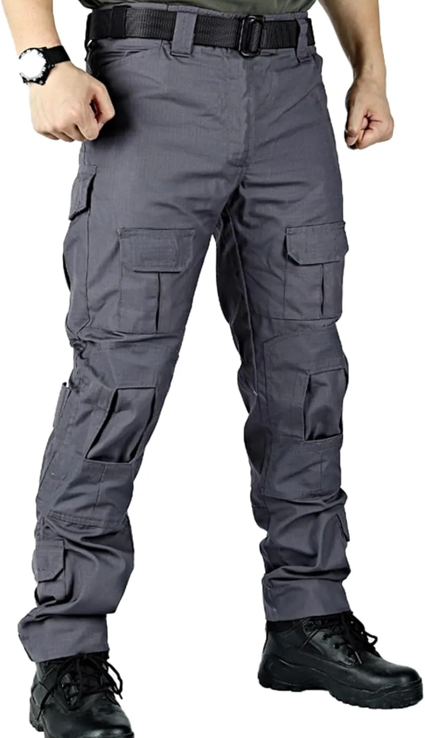 Tactical Camo Cargo Pants for Men - Outdoor Hiking Ripstop Work Pants With Multi Pockets - No Belt, No Kneepad