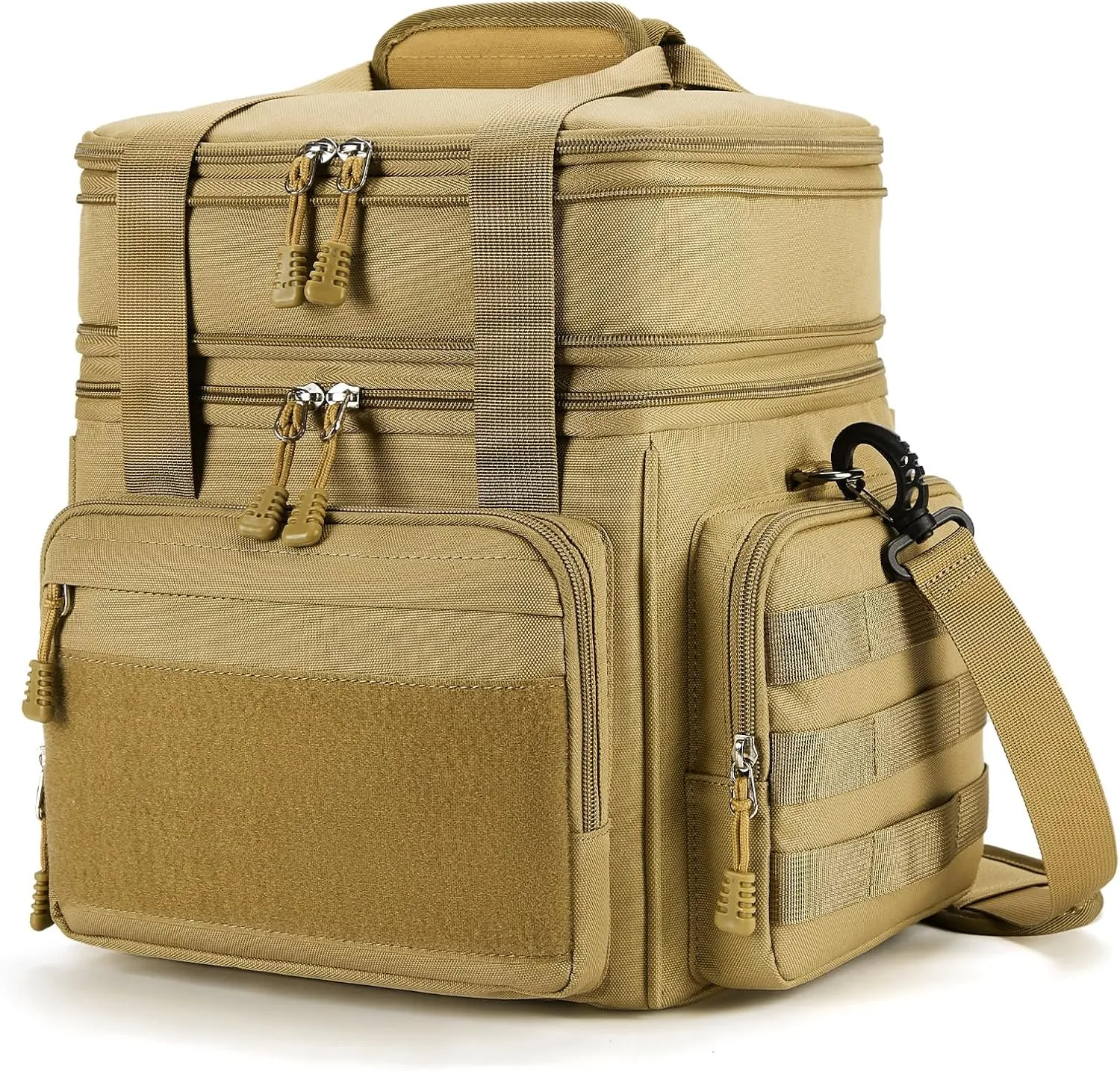 Tactical Lunch Box for Men, Insulated Lunch Bag Adult, Thermal Lunchbox Leakproof Waterproof Cooler Bag, Dual Compartment Lunch tote, Large Lunch Pail for Work Office Travel(Khaki) 15L