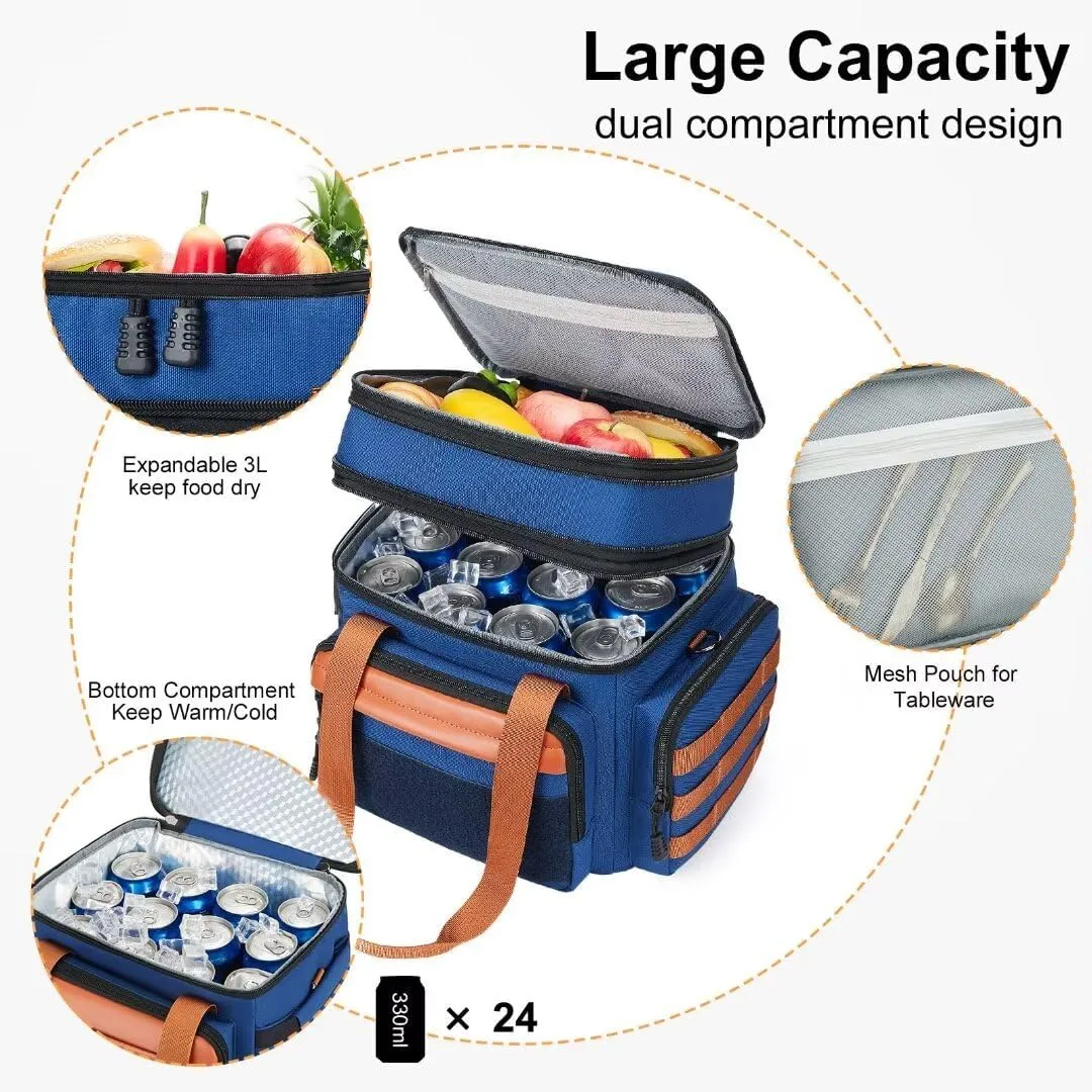 Tactical Lunch Box for Men, Insulated Lunch Bag Adult, Thermal Lunchbox Leakproof Waterproof Cooler Bag, Large Lunch Pail for Work Office Camping Travel (Blue)