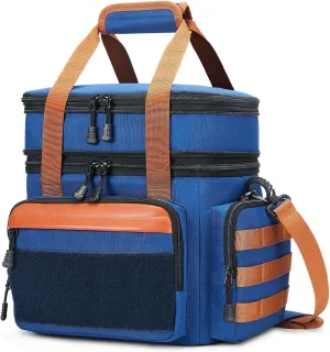 Tactical Lunch Box for Men, Insulated Lunch Bag Adult, Thermal Lunchbox Leakproof Waterproof Cooler Bag, Large Lunch Pail for Work Office Camping Travel (Blue)