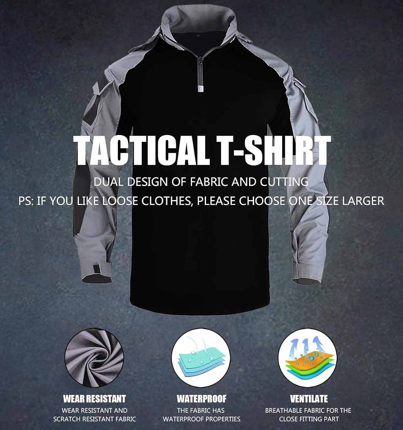 Tactical Shirt Men's Combat Shirt Tactical Military Camo Long Sleeve Suitable for Airsoft Paintball