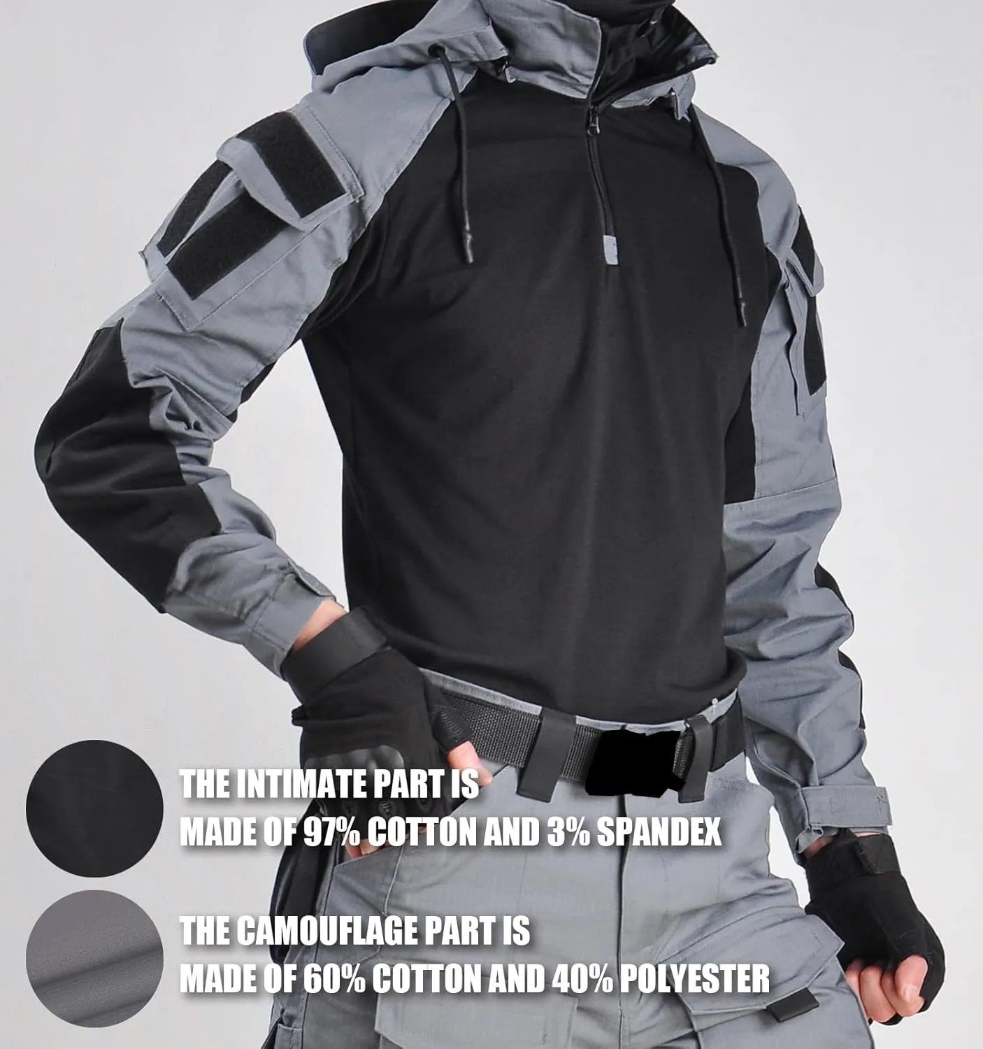 Tactical Shirt Men's Combat Shirt Tactical Military Camo Long Sleeve Suitable for Airsoft Paintball