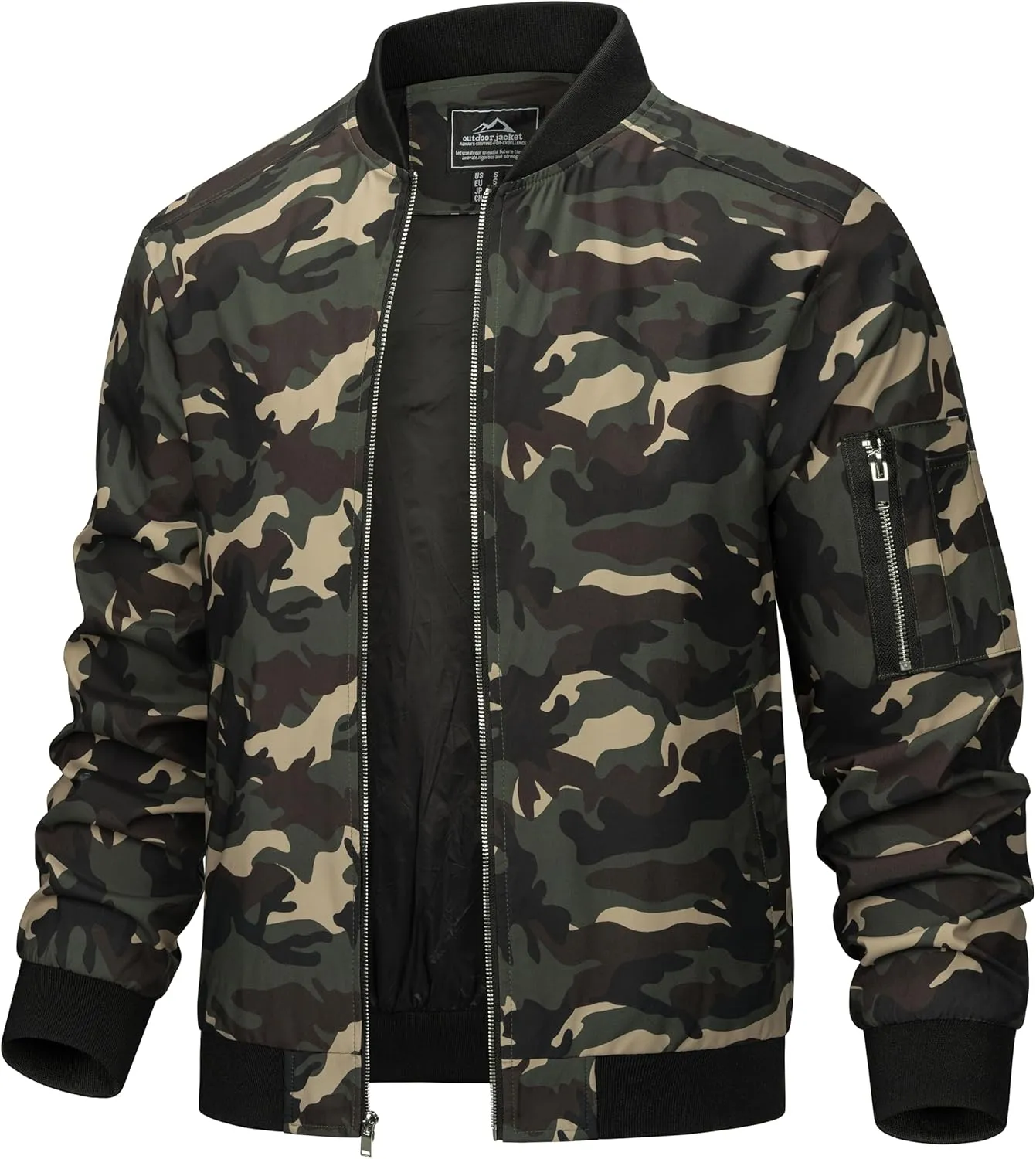 TACVASEN Men's Bomber Jacket Lightweight Casual Spring Fall Windbreaker Zip Up Coat with Pocket