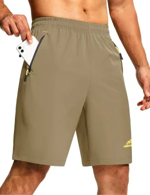 TACVASEN Men's Running Athletic Shorts 9" Quick Dry Workout Gym Shorts Lightweight Summer Shorts 3 Zipper Pockets