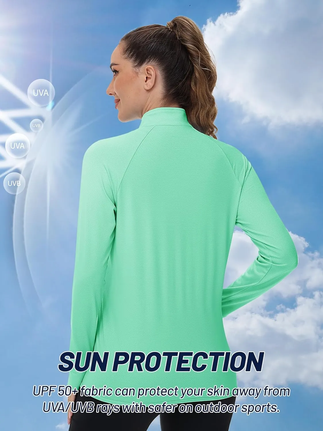 TACVASEN Women's Athletic Jackets Lightweight UV Protection Shirts Full Zip Workout Jacket UPF 50  Long Sleeve Sun Shirt