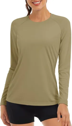 TACVASEN Womens Long Sleeve Rash Guard UPF 50  UV Sun Shirts Quick Dry Swim Shirt Hiking Tops