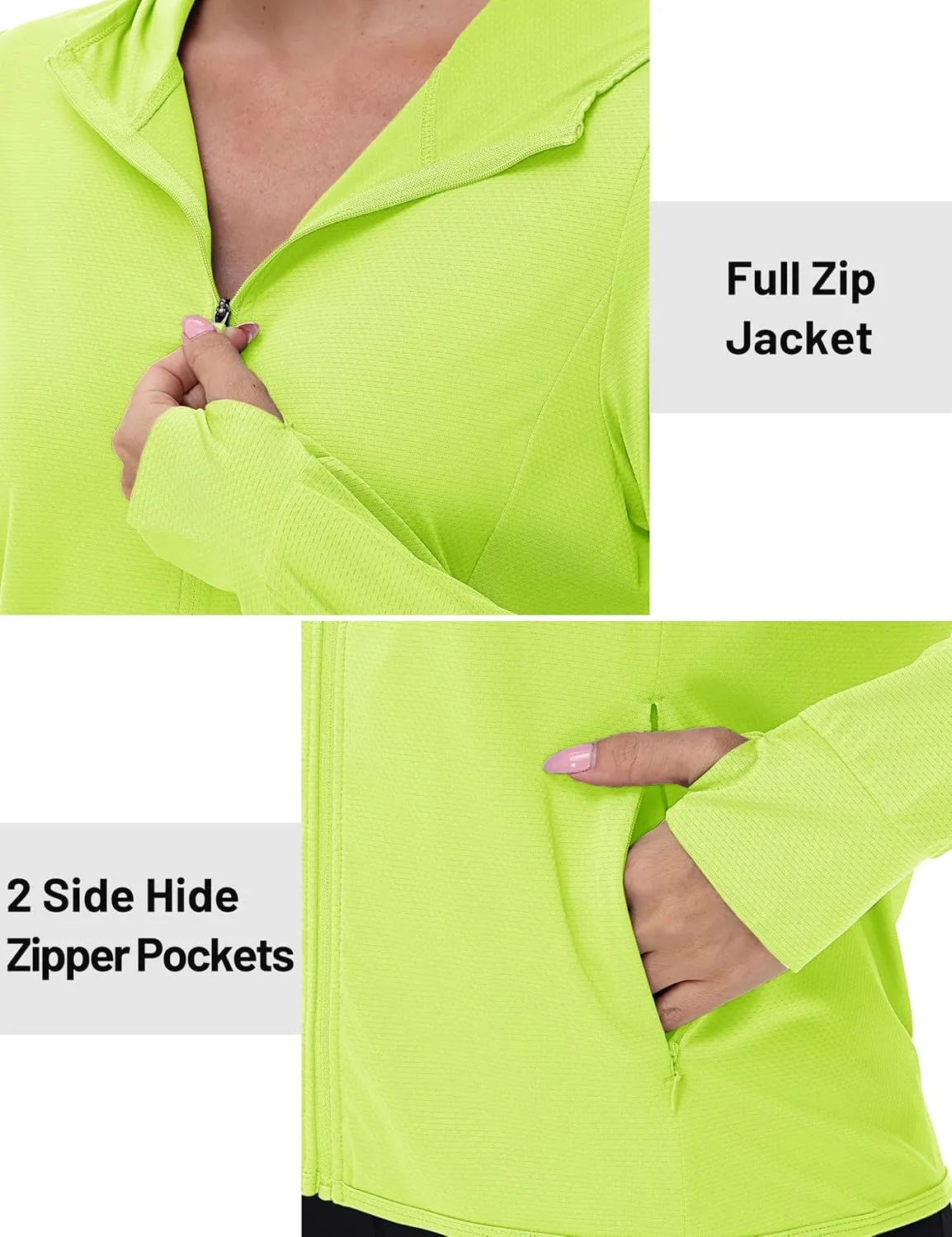 TACVASEN Women's Sun Hoodies Lightweight Jacket for Women Zip Up UPF 50  UV Shirt Long Sleeves