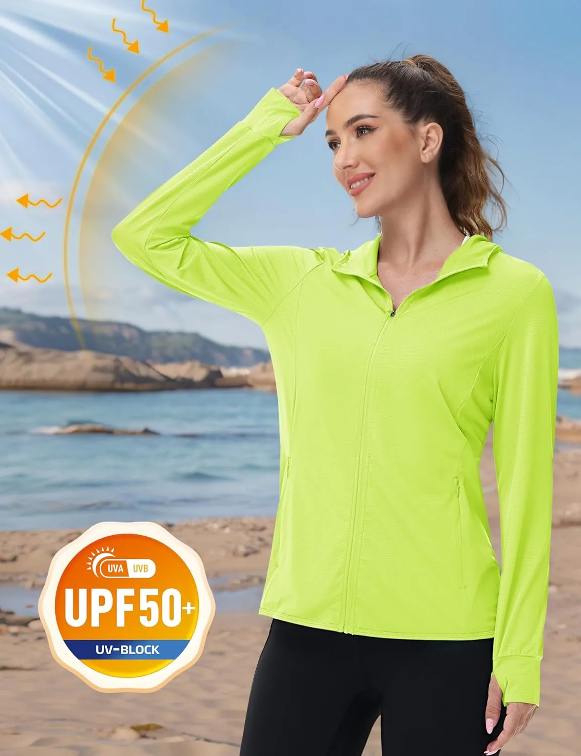 TACVASEN Women's Sun Hoodies Lightweight Jacket for Women Zip Up UPF 50  UV Shirt Long Sleeves