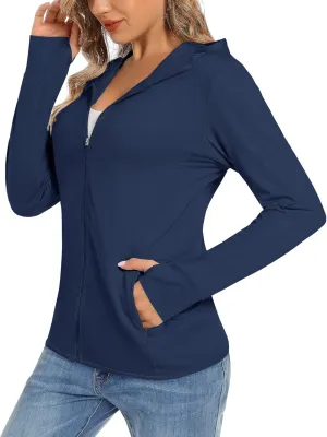 TACVASEN Women's Sun Hoodies Lightweight Jacket for Women Zip Up UPF 50  UV Shirt Long Sleeves