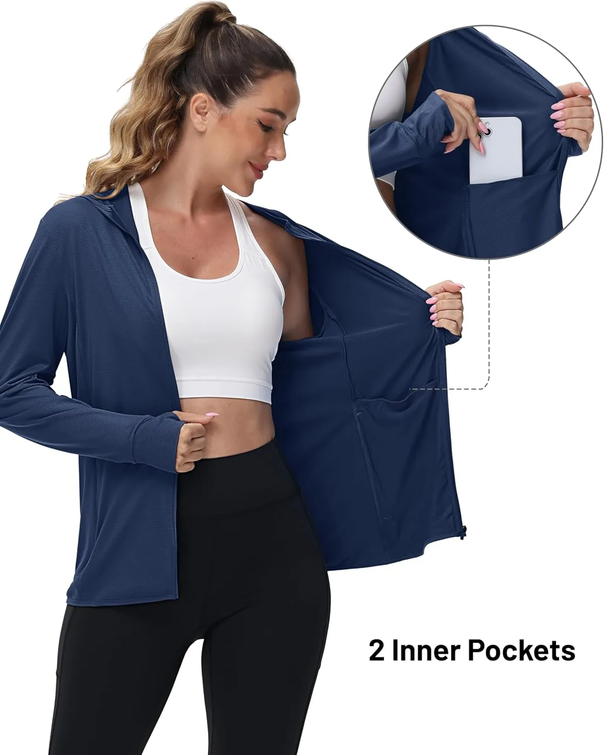 TACVASEN Women's Sun Hoodies Lightweight Jacket for Women Zip Up UPF 50  UV Shirt Long Sleeves