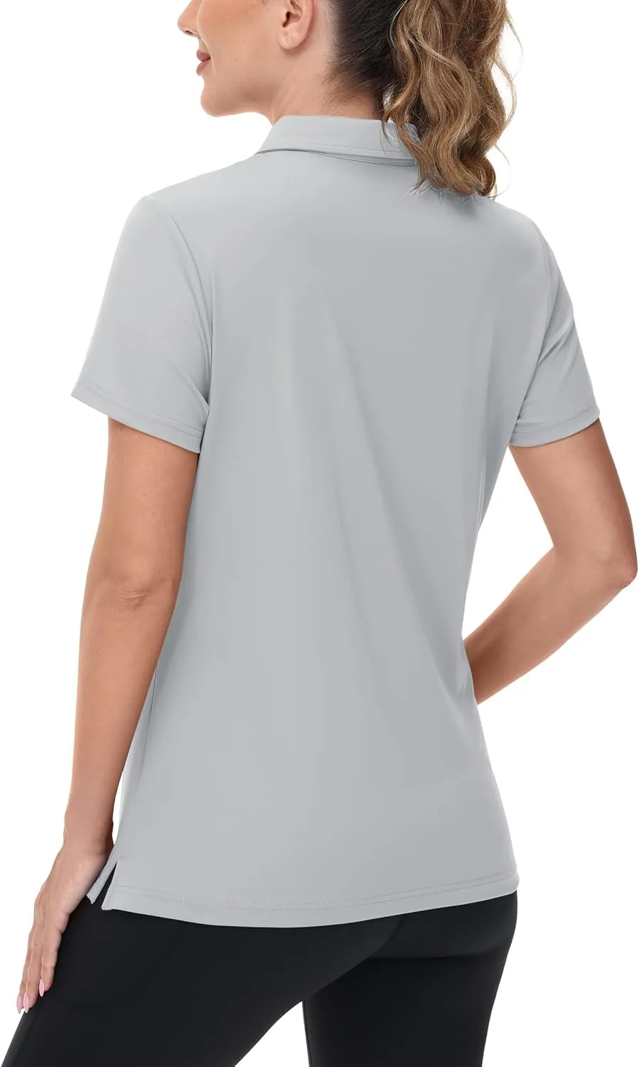 TACVASEN Women's V-Neck Polo Shirts UPF 50  Short Sleeve Sun Protection Quick Dry Golf Polos Collared Shirt