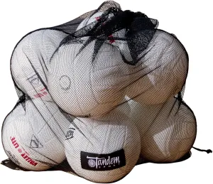 Tandem Sport Mesh Ball Bag - Nylon Net Bag with Drawstring - Carries 12 Volleyballs or 10 Basketballs - Use as Volleyball Ball Bag, Basketball Ball Bag, Soccer Ball Bag, or for Any Sport Equipment
