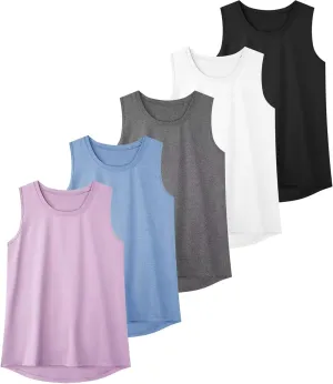 TELALEO 5 Pack Workout Tank Tops for Women Sleeveless Athletic Yoga Gym Tank Tops Quick Dry Loose Fit Sports Shirts