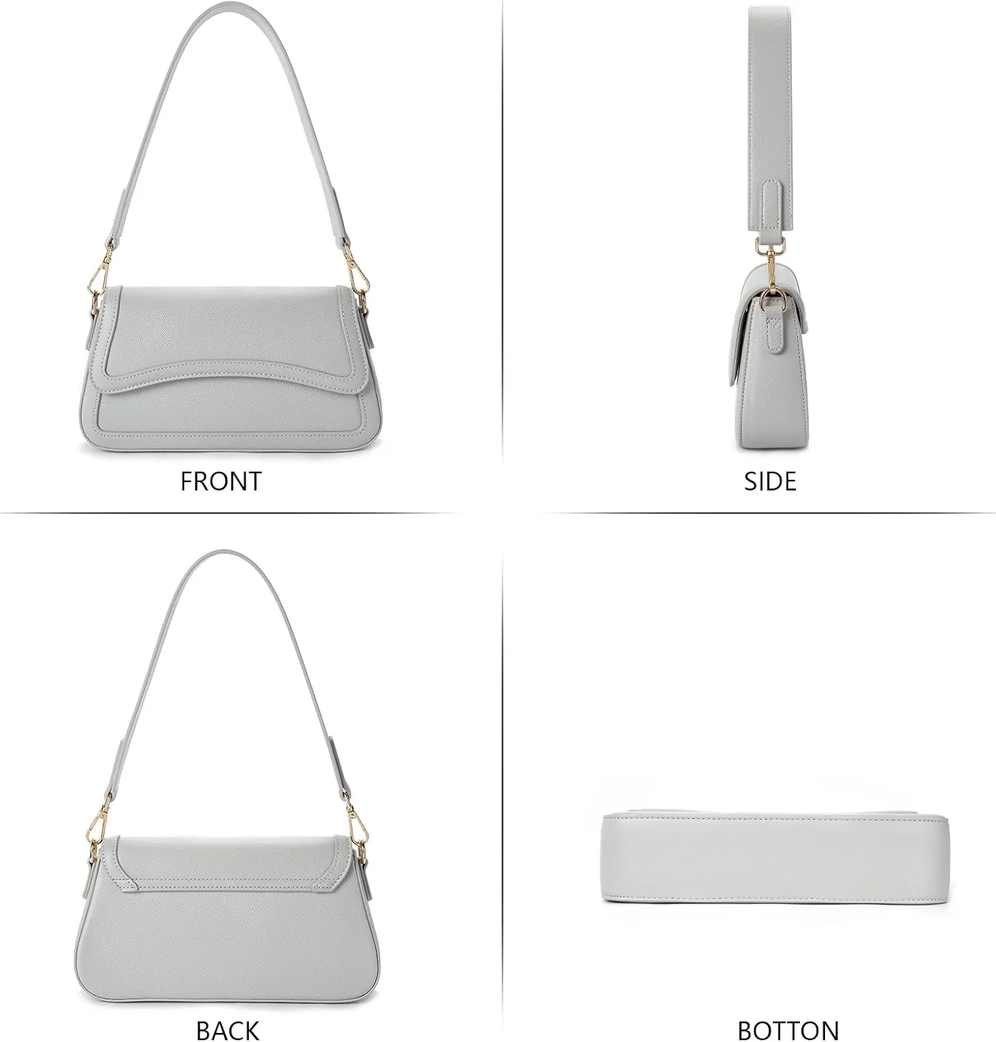 Telena Shoulder Bag for Women Vegan Leather Women's Shoulder Purses Handbags with 2 Removable Strap Crossbody Bag Purses
