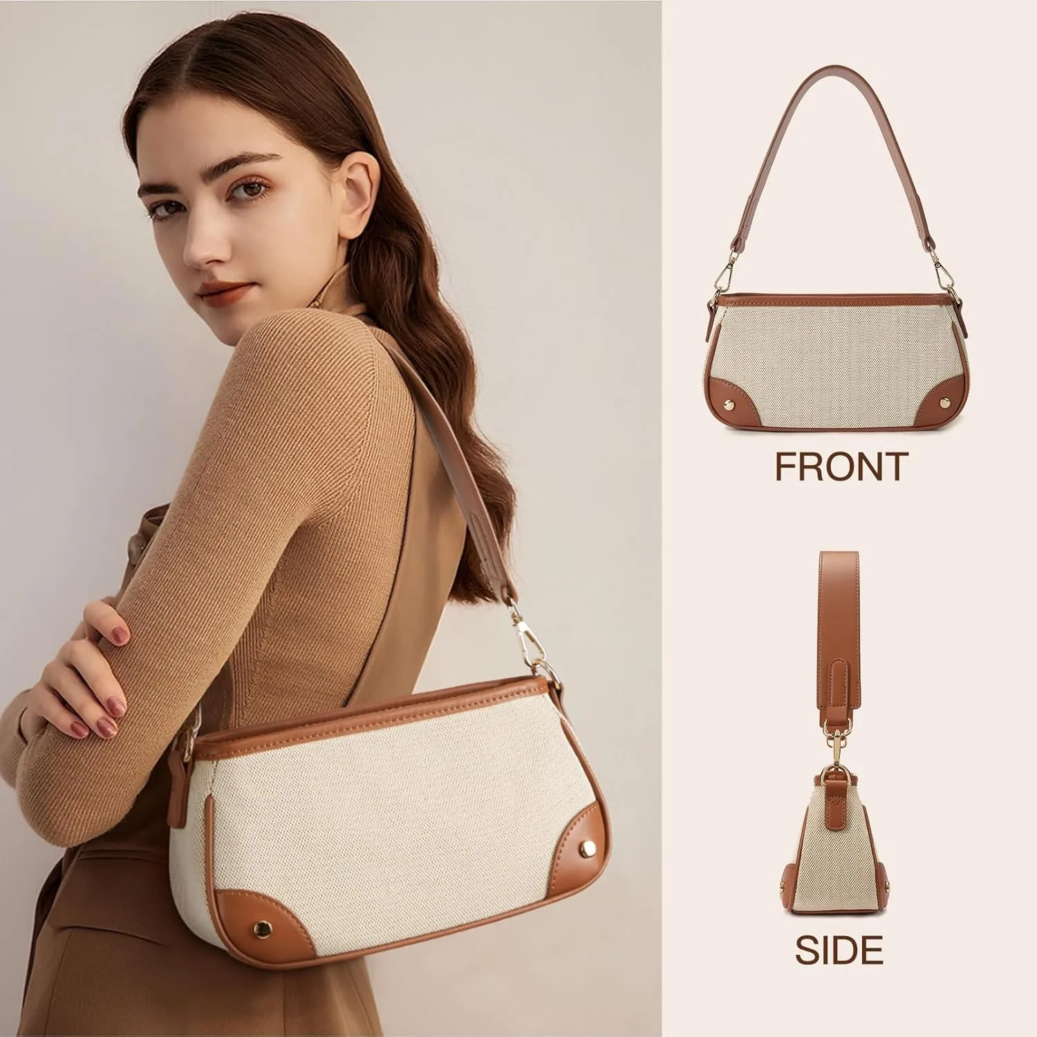 Telena Shoulder Bag for Women Vegan Leather Women's Shoulder Purses Handbags with 2 Removable Strap Crossbody Bag Purses