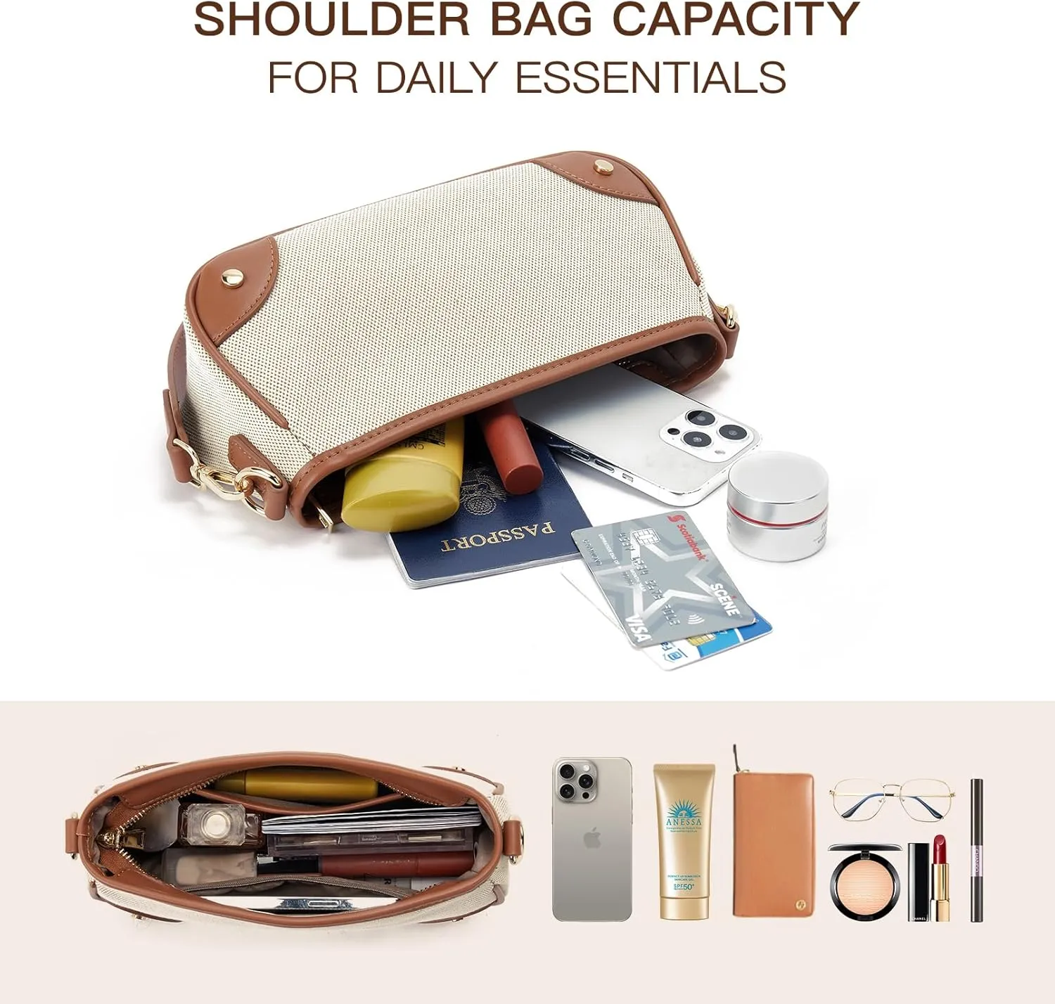 Telena Shoulder Bag for Women Vegan Leather Women's Shoulder Purses Handbags with 2 Removable Strap Crossbody Bag Purses